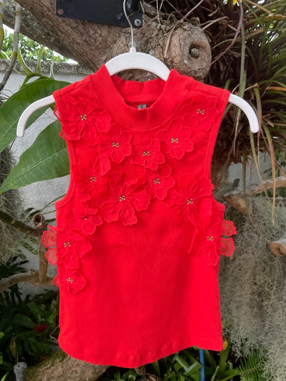 Anthropologie Reddish Orange Flower Top NWT